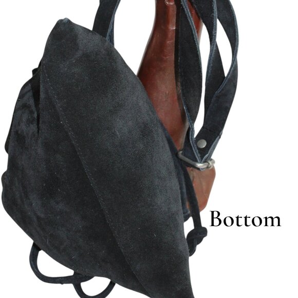 Free People Billie True Black Suede Drawstring Cross Body Slouchy Medicine Style - Picture 10 of 10